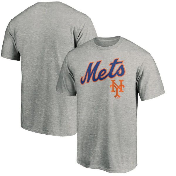 New York Mets MLB Baseball Grey Blue Short Sleeved T-Shirt