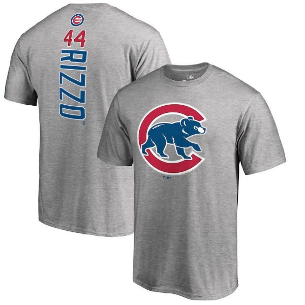 Anthony Rizzo 44 Chicago Cubs MLB Baseball Grey Short Sleeved T-Shirt