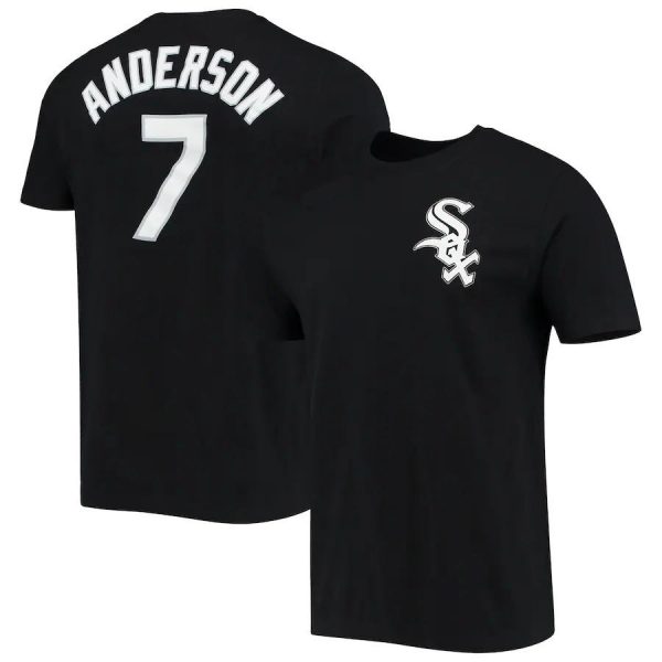 Tim Anderson 7 Chicago White Sox MLB Baseball Black White Short Sleeved T-Shirt