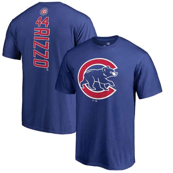Anthony Rizzo 44 Chicago Cubs MLB Baseball Blue Red Short Sleeved T-Shirt