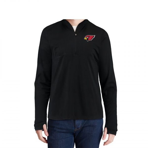 Arizona Cardinals NFL Team Black Quarter Zip Long Sleeve T-Shirt Top