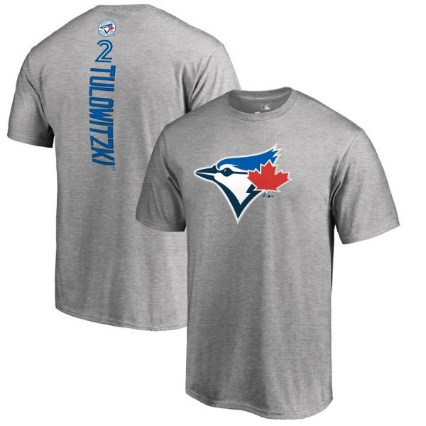 Tulowitzki 2 Toronto Blue Jays MLB Baseball Grey Short Sleeved T-Shirt