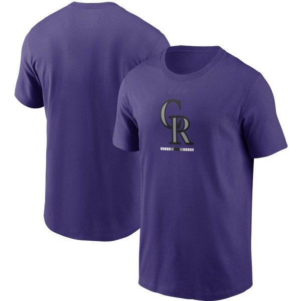 Colorado Rockies CR Logo MLB Baseball Team Purple Short Sleeved T-Shirt
