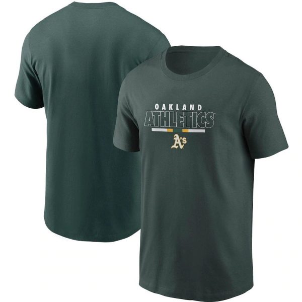 Oakland Athletics MLB Baseball Team Army Green Short Sleeved T-Shirt