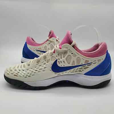 Nike Air Zoom Cage 3 Tennis Sneakers White Blue Pink Lace-Up Shoes Women's 8.5M