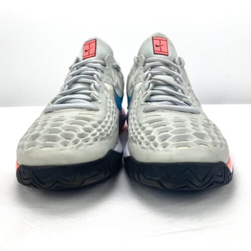 Nike Zoom Cage 3 Tennis Shoes Light Gray Teal Orange Womens Sz 7.5 [918199-046]