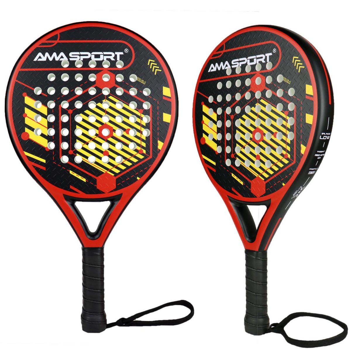 AMA SPORT Padle Paddle Racquet Tennis Racket Carbon Fiber Beach Tenis Padle EVA SOFT Memory Core 38mm