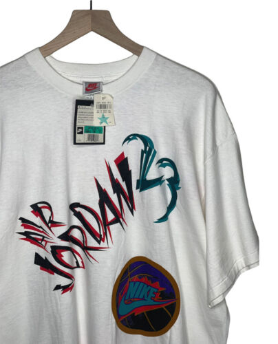 Vintage 90s Air Michael Jordan MJ T Shirt Size XL Big Print Gray Tag RARE