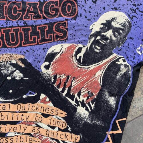 Vintage Chicago Bulls Michael Jordan Rap Tee 90's Single Stitch Reprint AOP