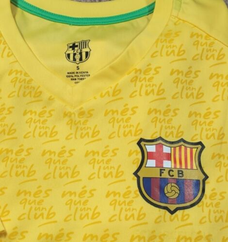 FCB BARCELONA-Yellow Perform.Poly, Mens SS, Logo Fan Jersey-(S)