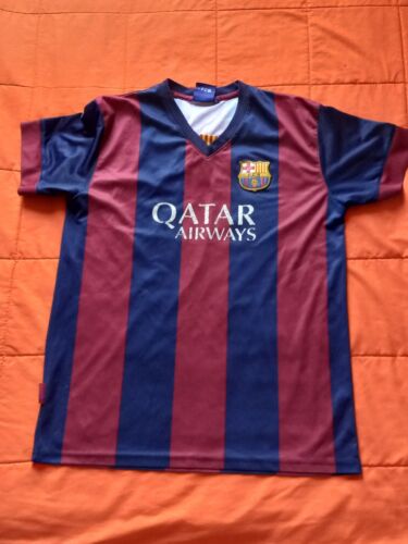 FCB Barcelona Messi Number 10 Soccer Jersey Size Medium Qatar Airways. Detaills