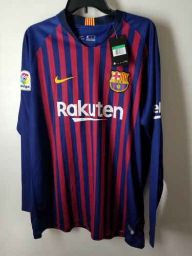 RARE 2017/18 Barcelona Home Jersey #10 Messi Large Nike Long Sleeve Soccer