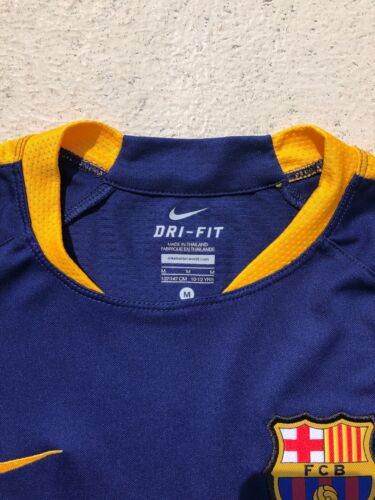 Nike Boys Sz M FC Barcelona Authentic DriFit Futbol Jersey ~Blue/Yellow Qatar~