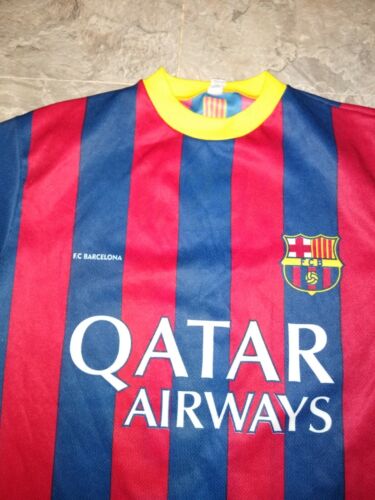 Men's F.C Barcelona #10 Messi Qatar Airways Red, Blue, and Yellow Jersey 92W