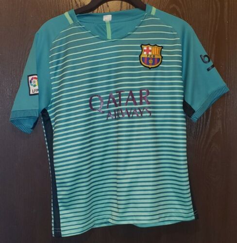 Teal FCB Barcelona Soccer Jersey Youth Large 14-16