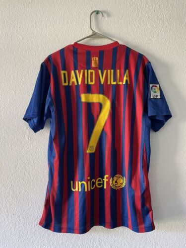 FCB Barcelona Unicef David Villa #7 Soccer Futbol Jersey Size Large