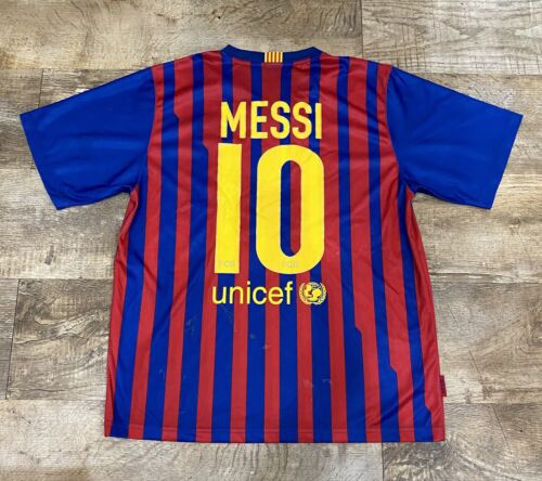 Barcelona Qatar Foundation FCB Unicef Messi #10 Soccer Jersey Men’s Sz LARGE NEW