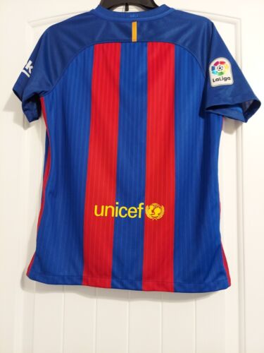 Authentic 2016 2017 FC Barcelona FCB Nike Stripe Soccer Jersey Youth Size XL