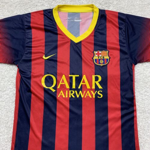 Nike FC Barcelona Jersey Men's Small Dri-Fit Qatar Airways FCB Soccer Futbol