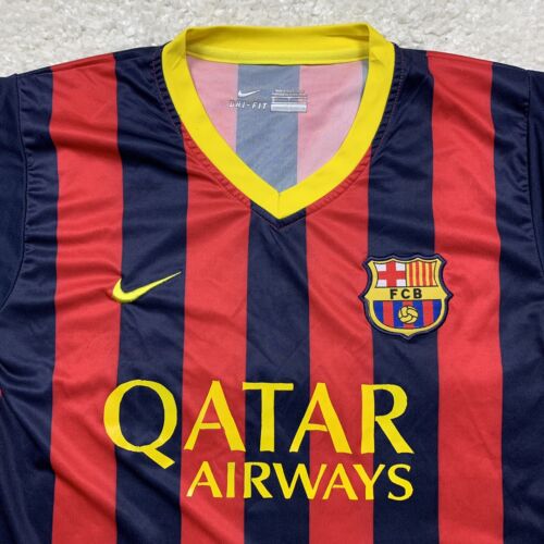 Nike FC Barcelona Jersey Men's Small Dri-Fit Qatar Airways FCB Soccer Futbol