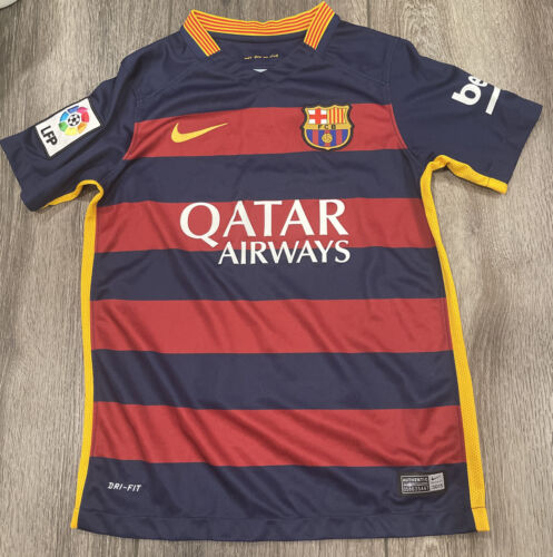 YOUTH Nike FC Barcelona Jersey 2015 2016 Sz S Home Soccer Boy Authentic DRI-FIT