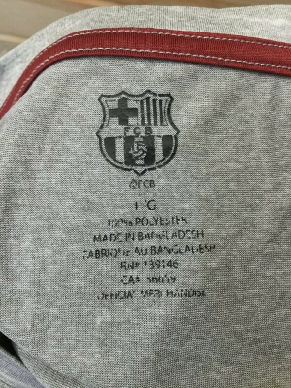 FC Barcelona FCB Soccer Jersey shirt SS Mens L Gray