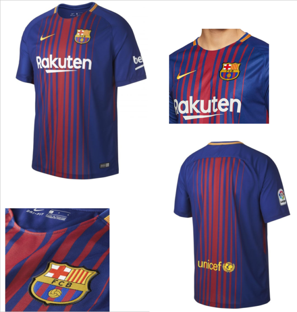✅ Nike Mens Barcelona FC 2017 Home Soccer Jersey Dri-Fit 847255-456