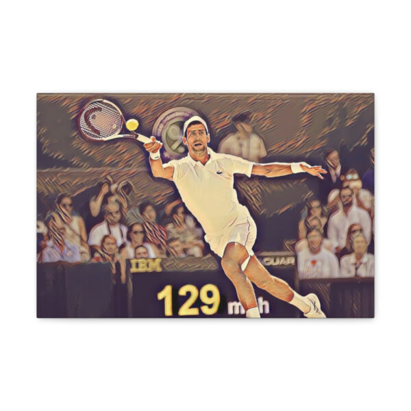 Novak Djokovic Forehand Return At Wimbledon Art Canvas Gallery Wraps