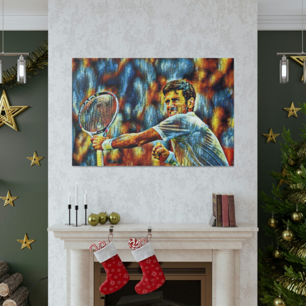 Novak Djokovic Winning Punch Art Canvas Gallery Wraps