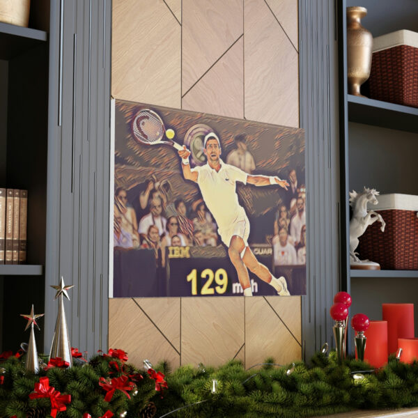 Novak Djokovic Forehand Return At Wimbledon Art Canvas Gallery Wraps