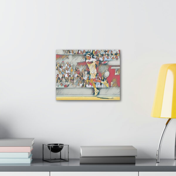Roger Federer Beautiful Jumping Forehand At Wimbledon Art Canvas Gallery Wraps