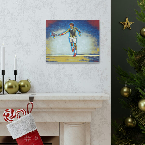 Roger Federer Jumping Forehand AO 2014 Art Canvas Gallery Wraps