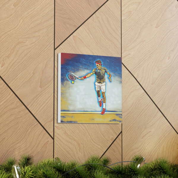 Roger Federer Jumping Forehand AO 2014 Art Canvas Gallery Wraps