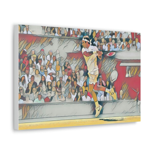 Roger Federer Beautiful Jumping Forehand At Wimbledon Art Canvas Gallery Wraps