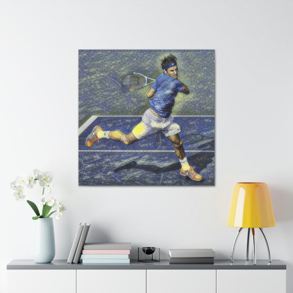 Roger Federer Jumping Forehand US Open Art Canvas Gallery Wraps